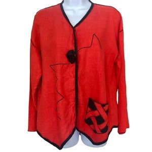 Xiao red Linen Button Shacket Jacket